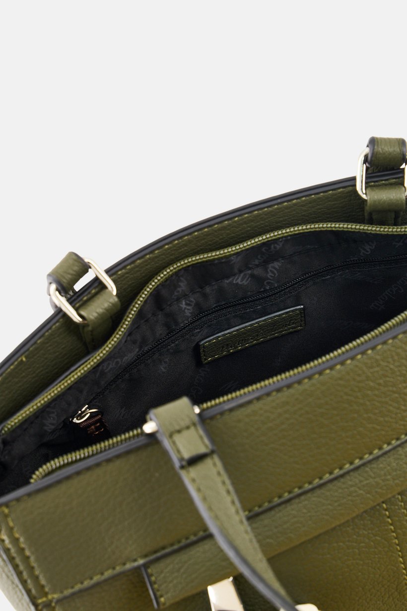 Women Brand Logo Handbag, Dark Olive