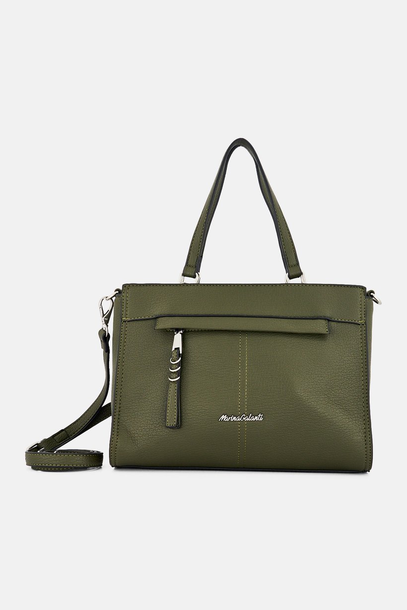 Women Brand Logo Handbag, Dark Olive