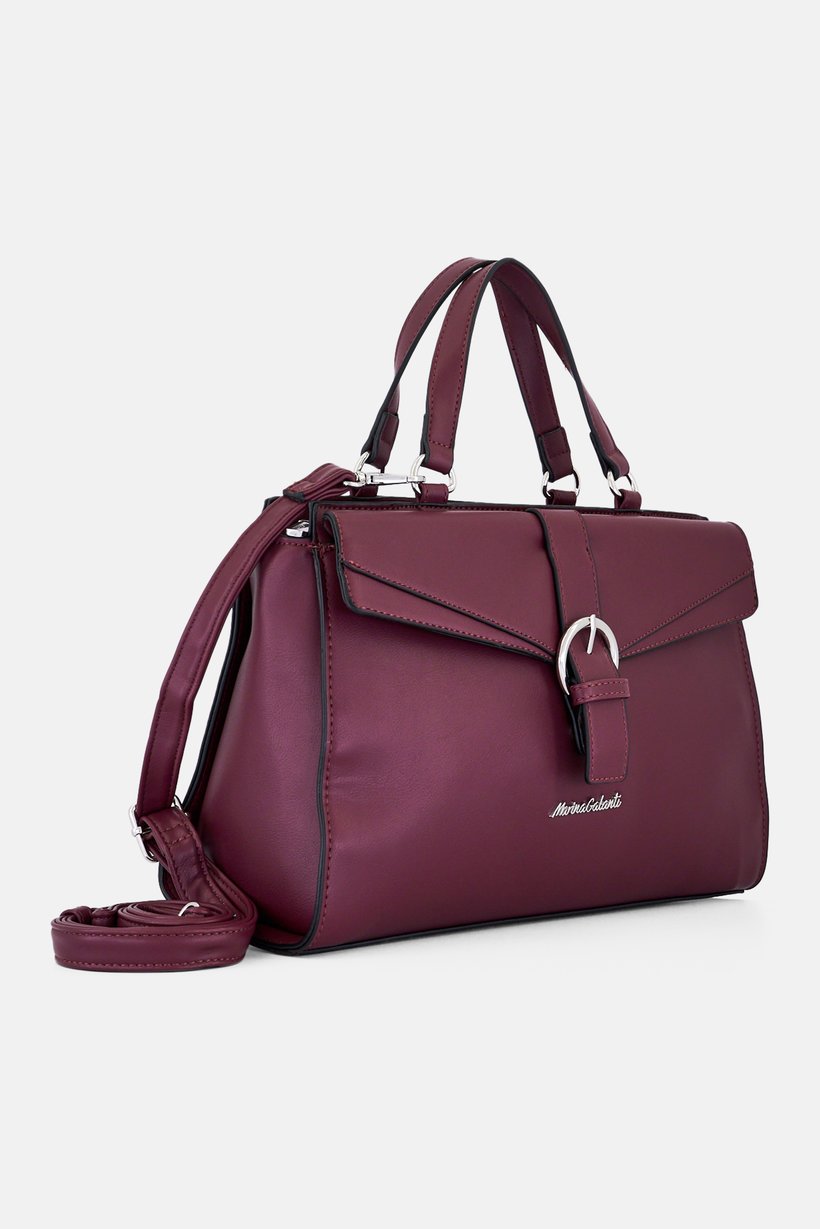 Women Brand Logo Handbag, Burgundy