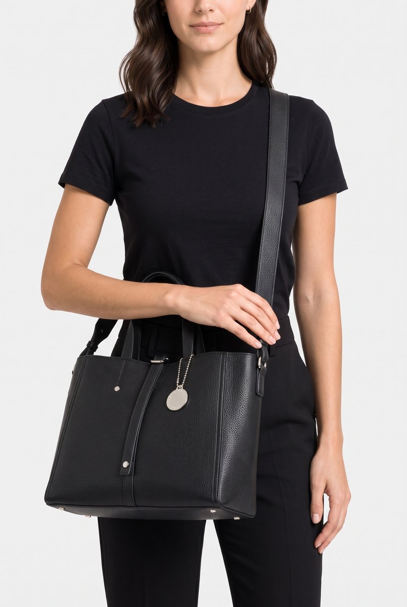 Women Solid Satchel Bag, Black