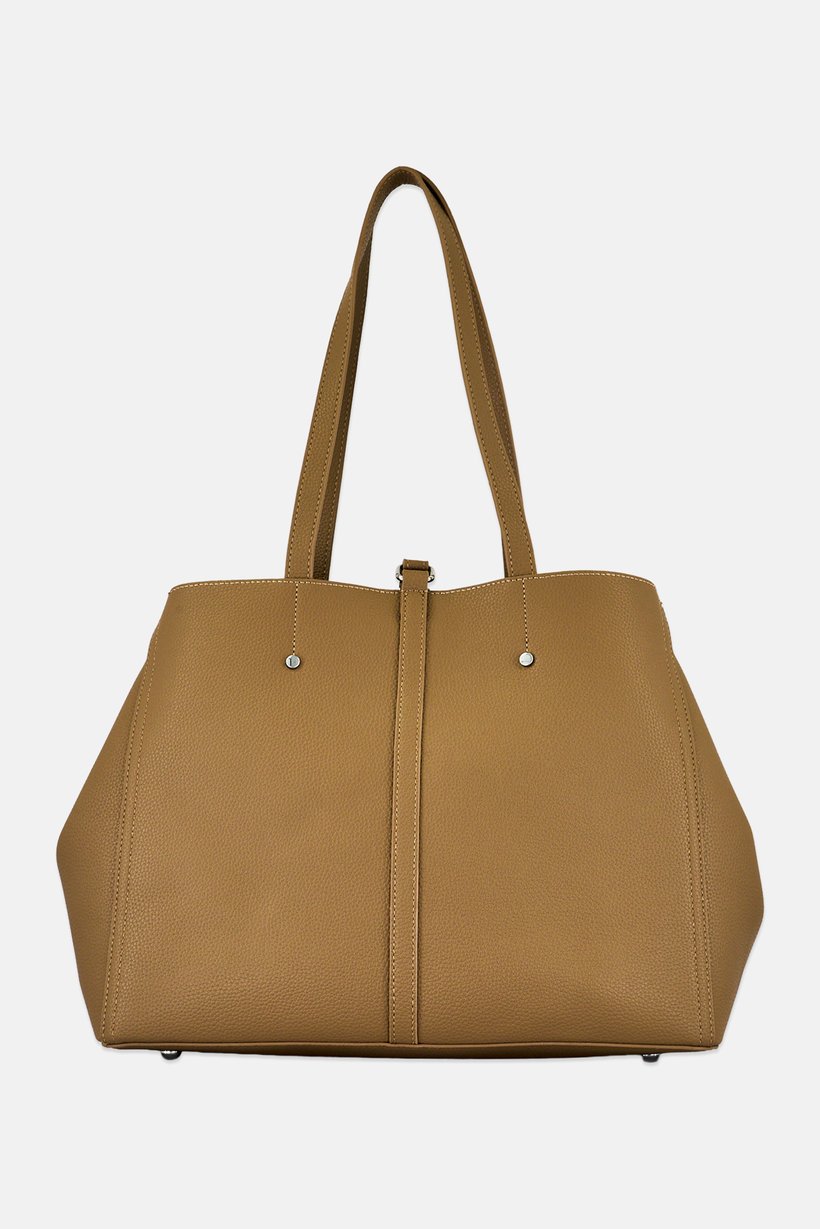 Women Brand Logo Tote Bag, Tan