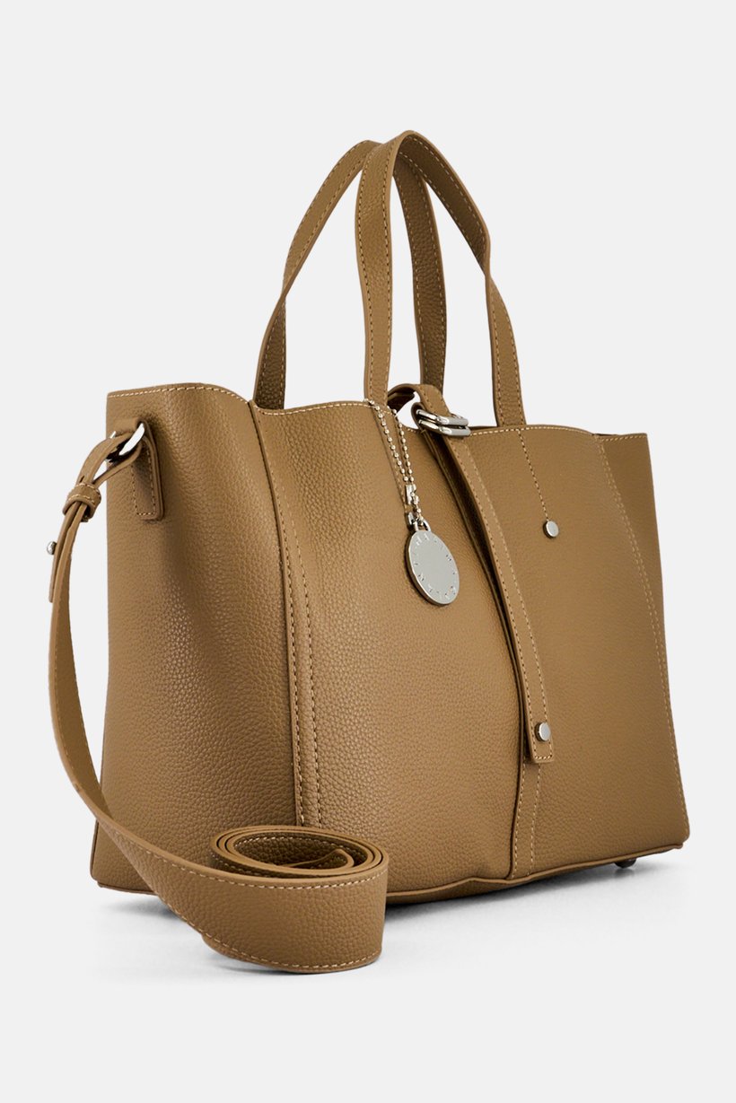 Women Solid Satchel Bag, Tan
