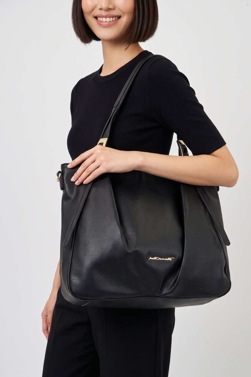 Women Brand Logo Tote Bag, Black
