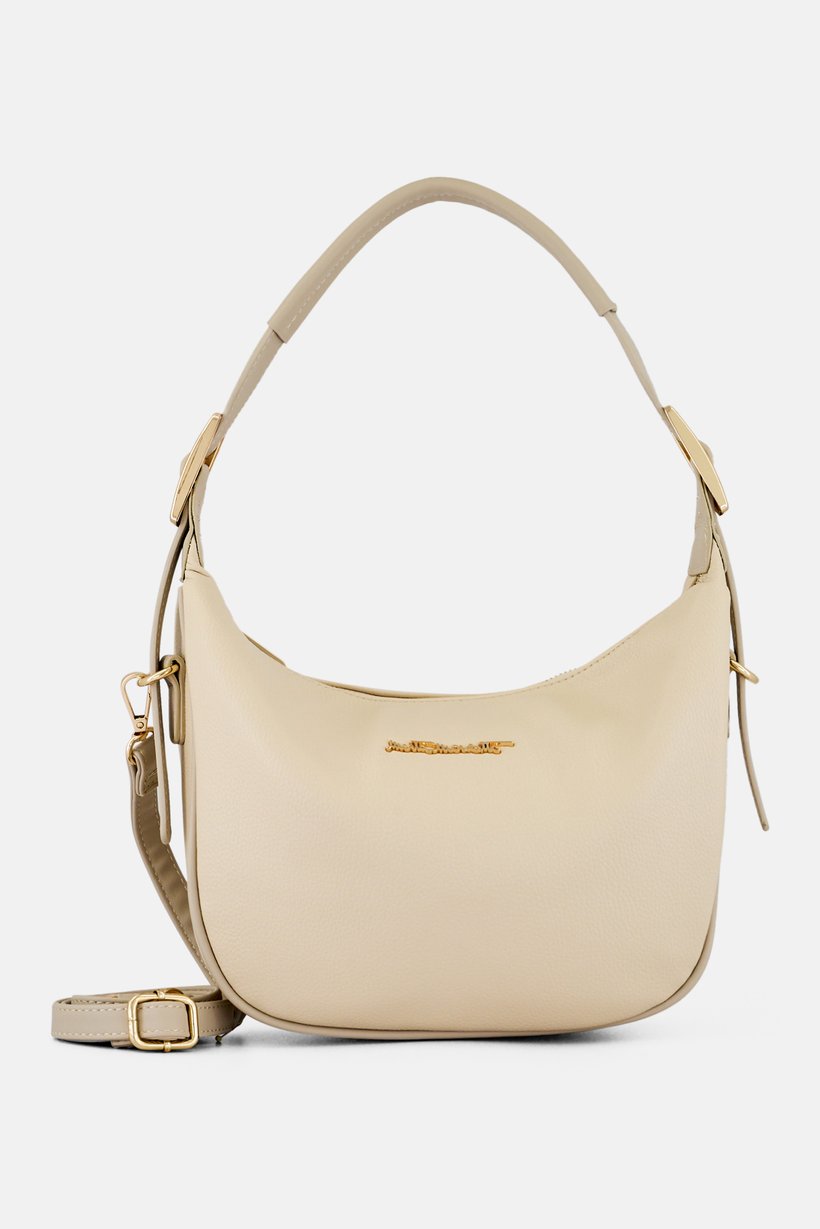 Women Brand Logo Shoulder Bag, Beige