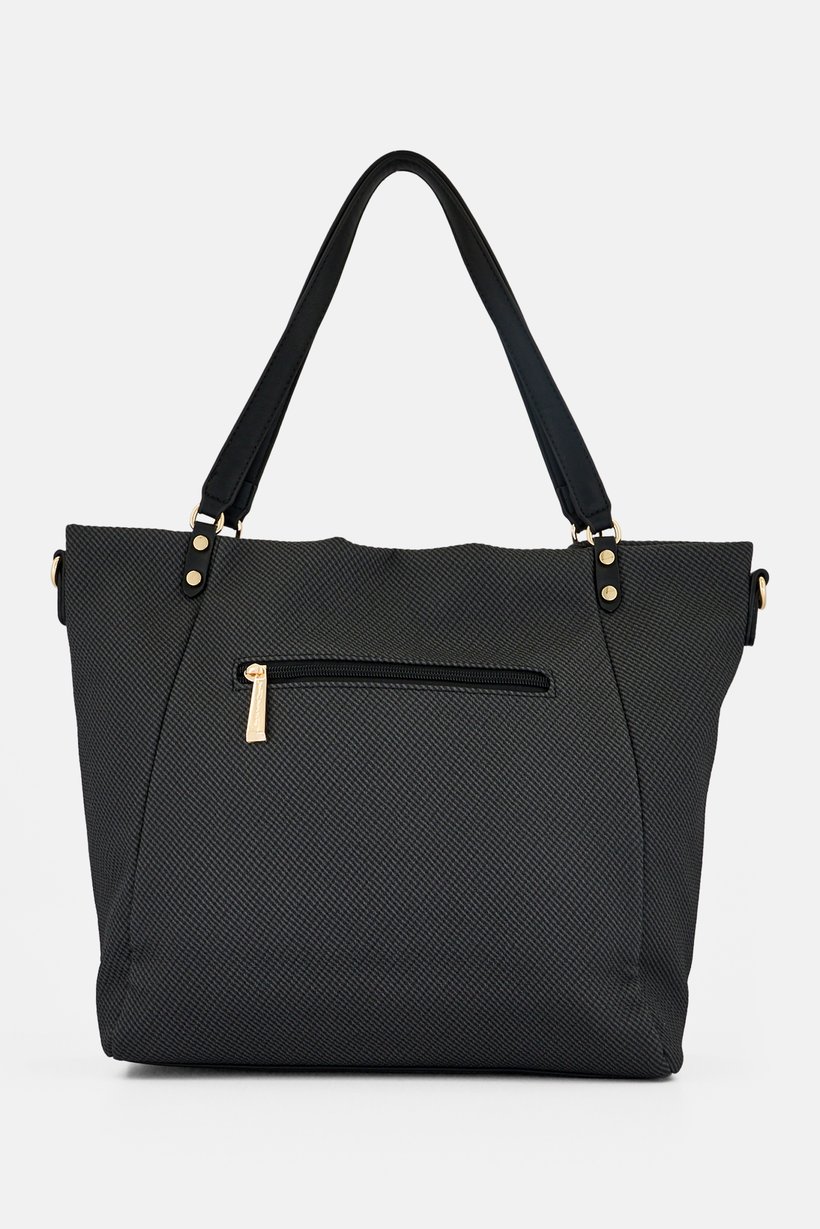 Women Brand Logo Tote Bag, Charcoal Grey