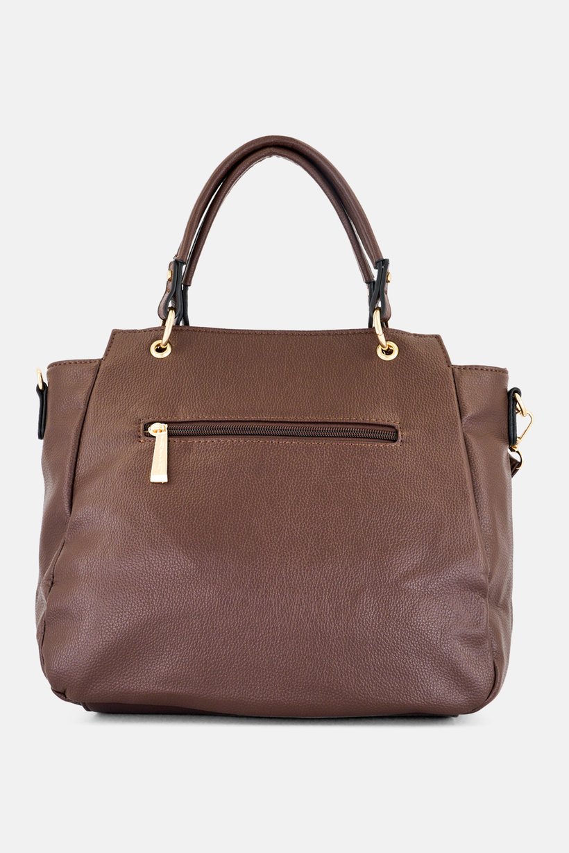 Women Brand Logo Handbag, Dark Brown