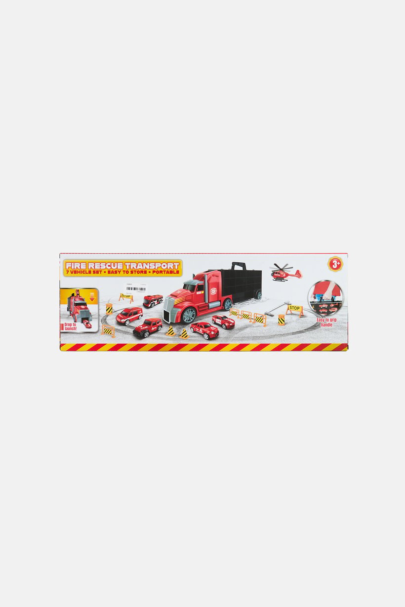 7 Fire Rescue Transport Vehicle Set, Red