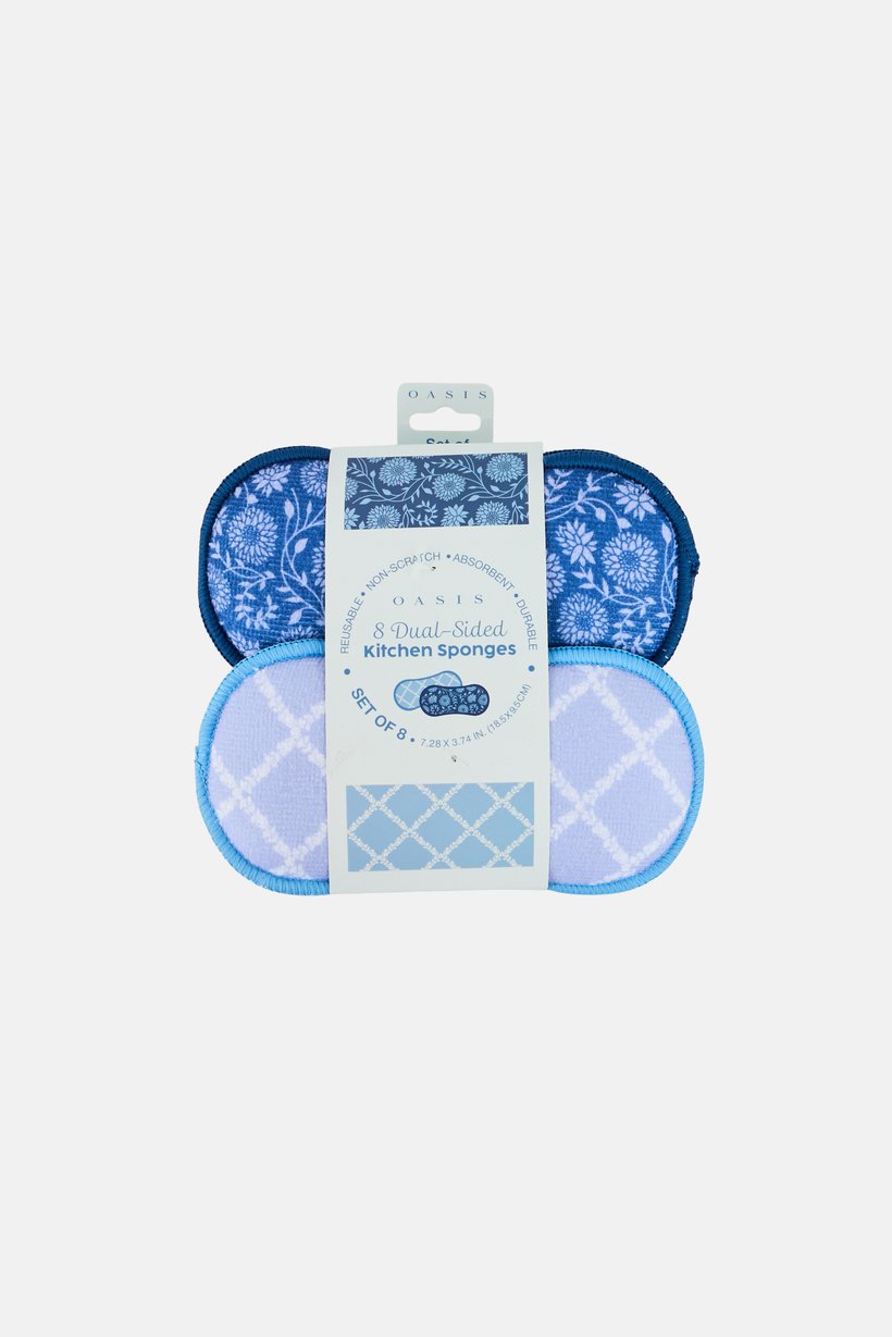 Oasis 8 Pieces Dual Sided Kitchen Sponges, Multicolor