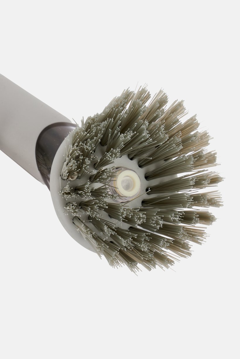 3 Pcs Sink Caddy And Soap Dispensing Dish Brush Set With Replacement Head, Grey