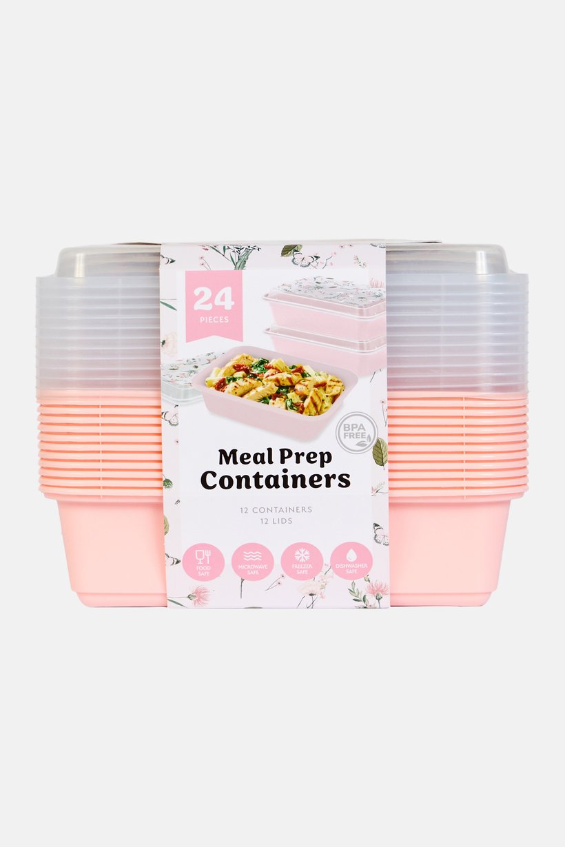 24 Pieces Meal Prep Containers With Lid, Peach