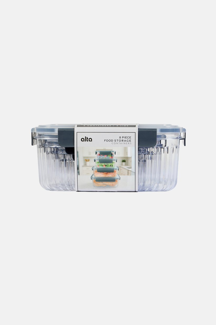 8 Piece Food Storage Containers Set, Transparent