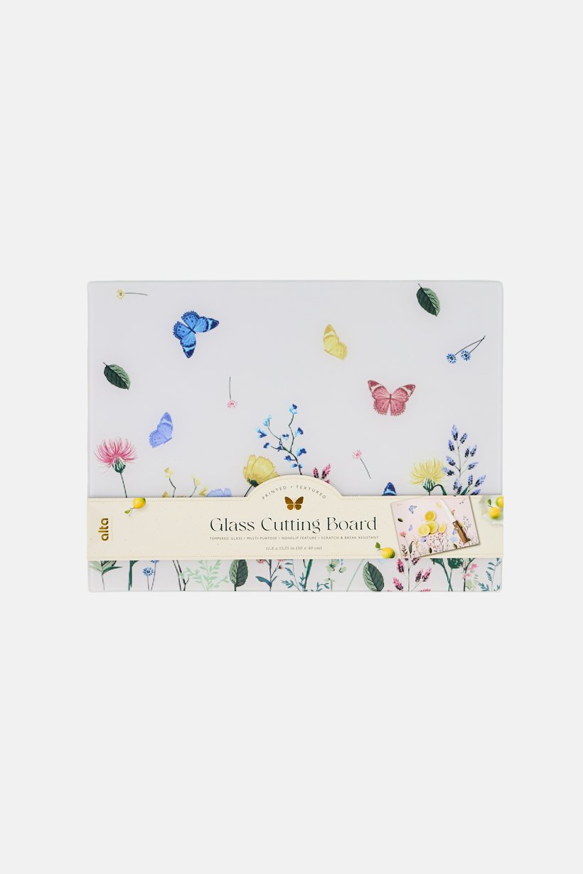 Floral Glass Cutting Board, Multicolor