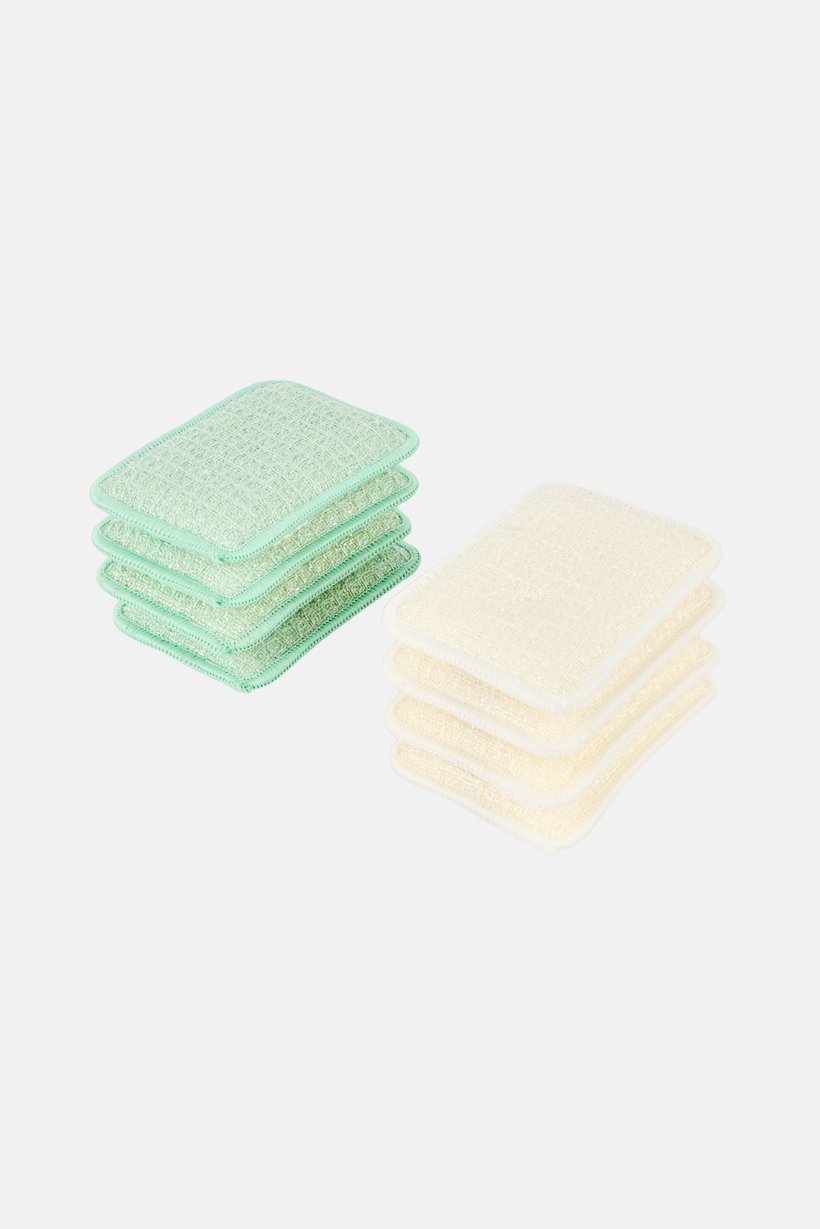 8 Pcs Dual Sided Bamboo Fiber Sponges, Multicolor