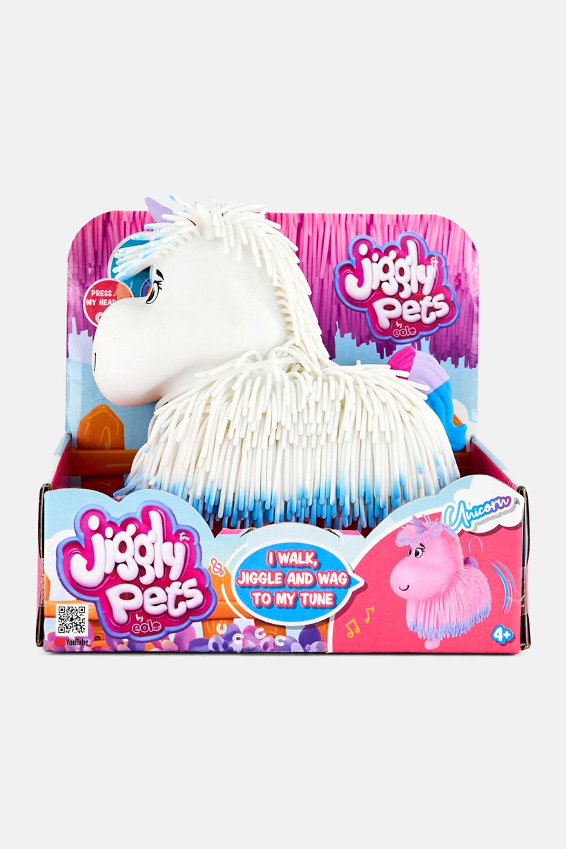 Jiggly Pets Unicorn With Face Expressions, White