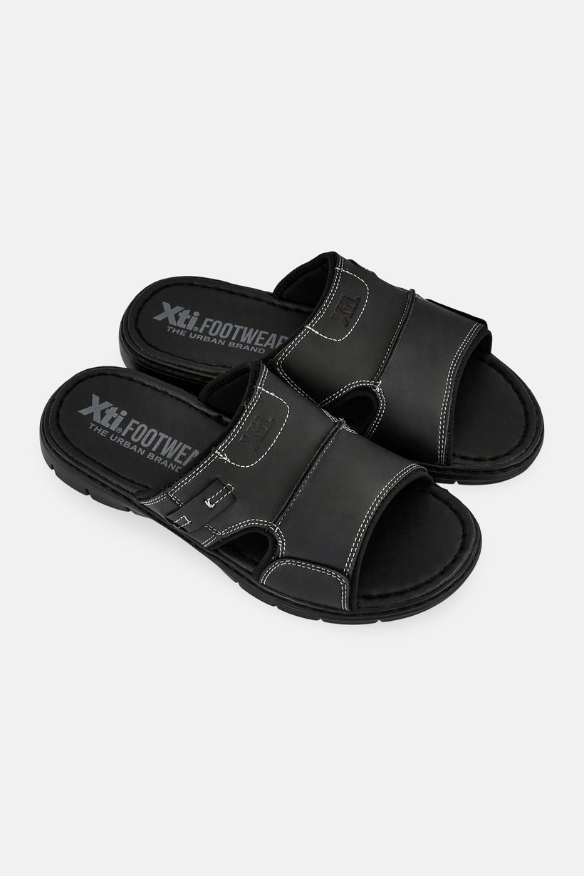 Men Negro Slip On Sandals, Black