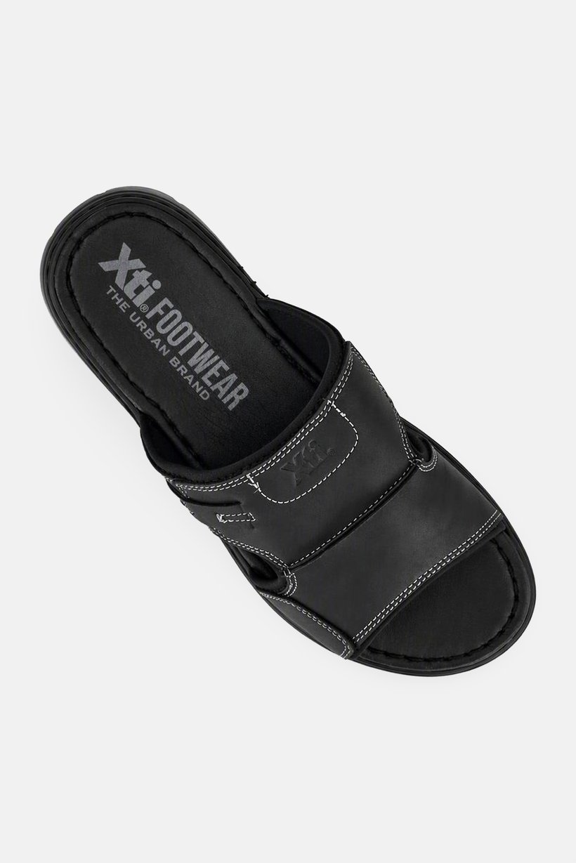 Men Negro Slip On Sandals, Black