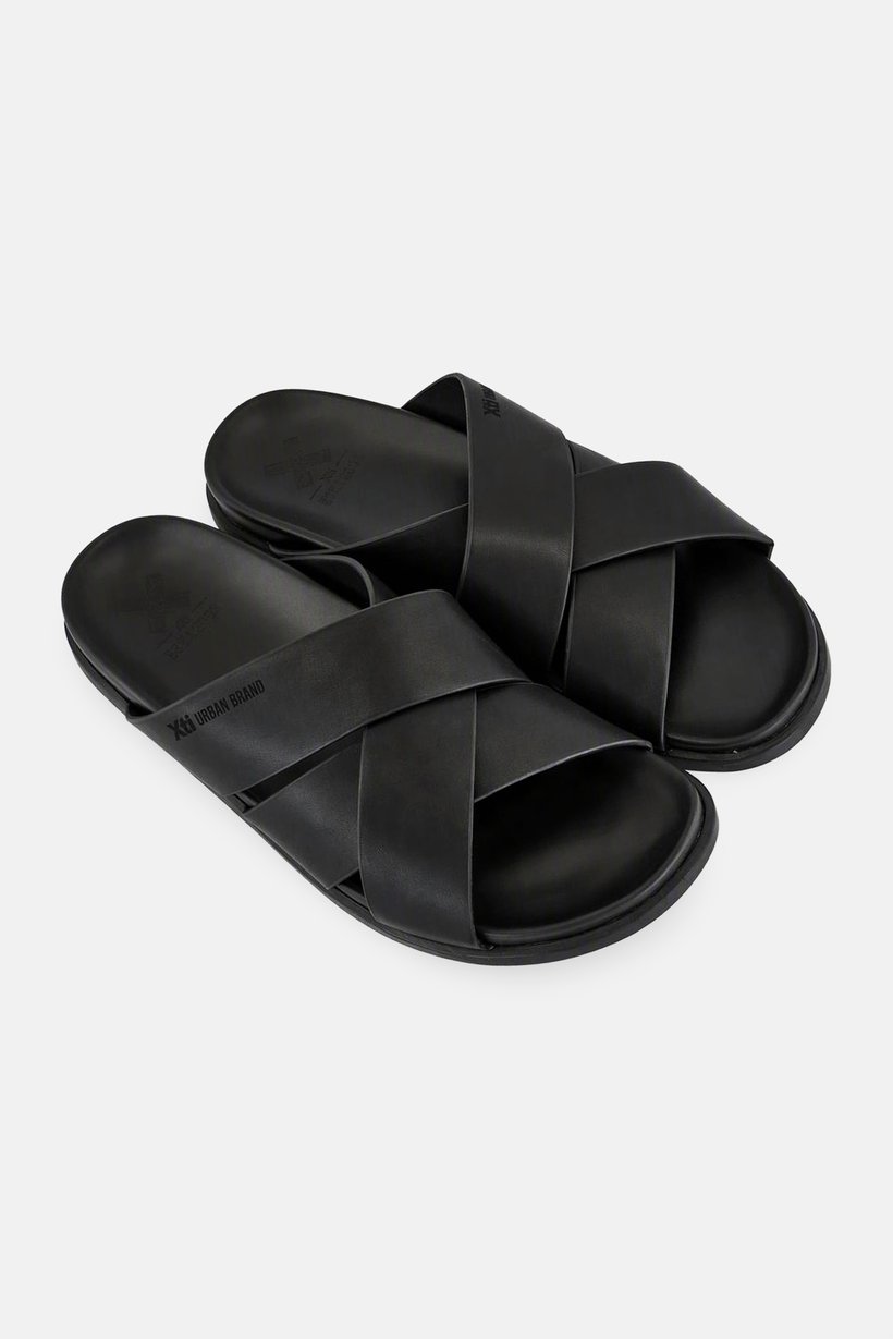 Men Negro Slip On Sandals, Black