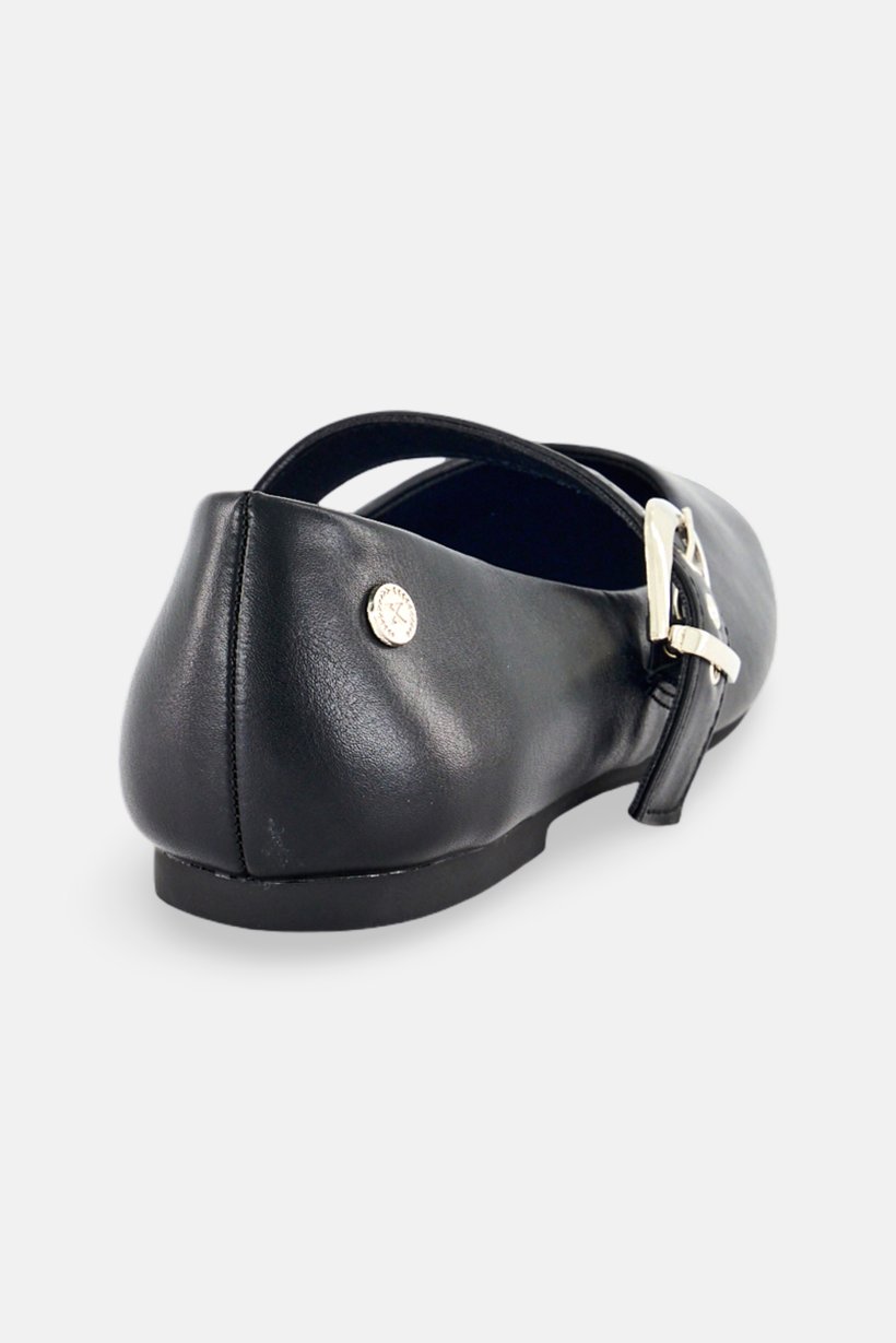 Women Adjustable Buckle Flats, Black