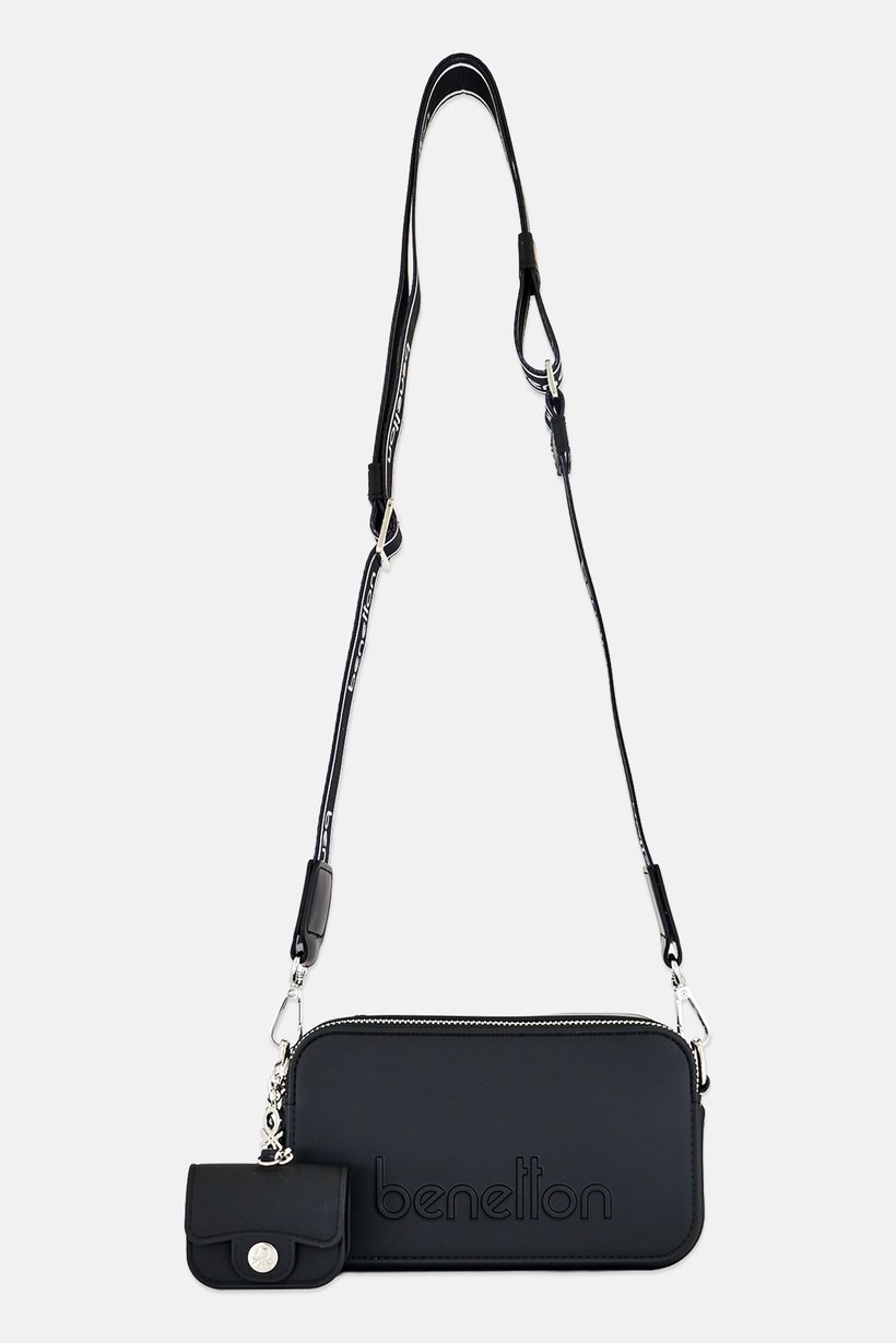 Women Brand Logo Cross Body Bag With Airpods Pouch Case, Black