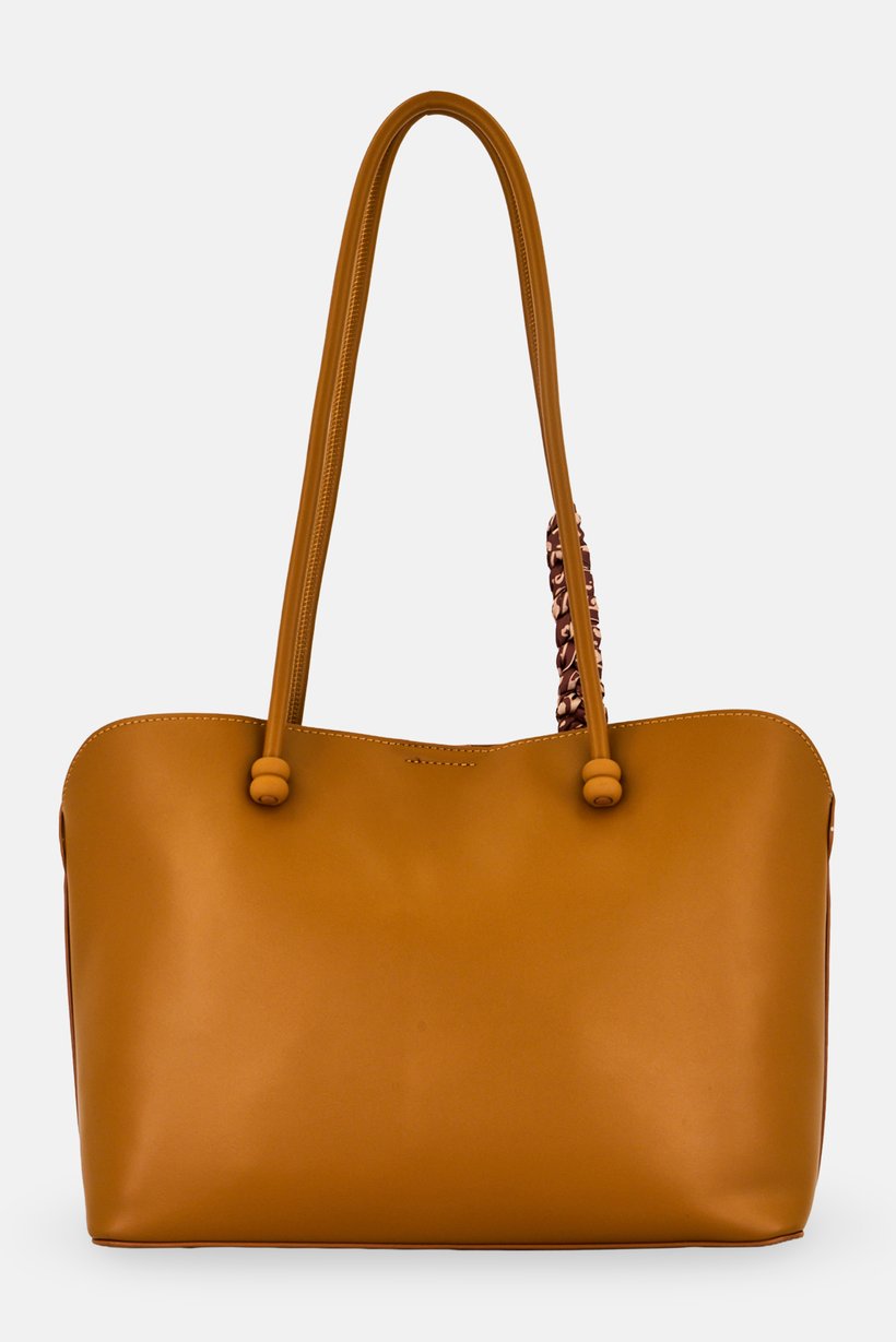 Women Brand Logo Tote Bag, Tan