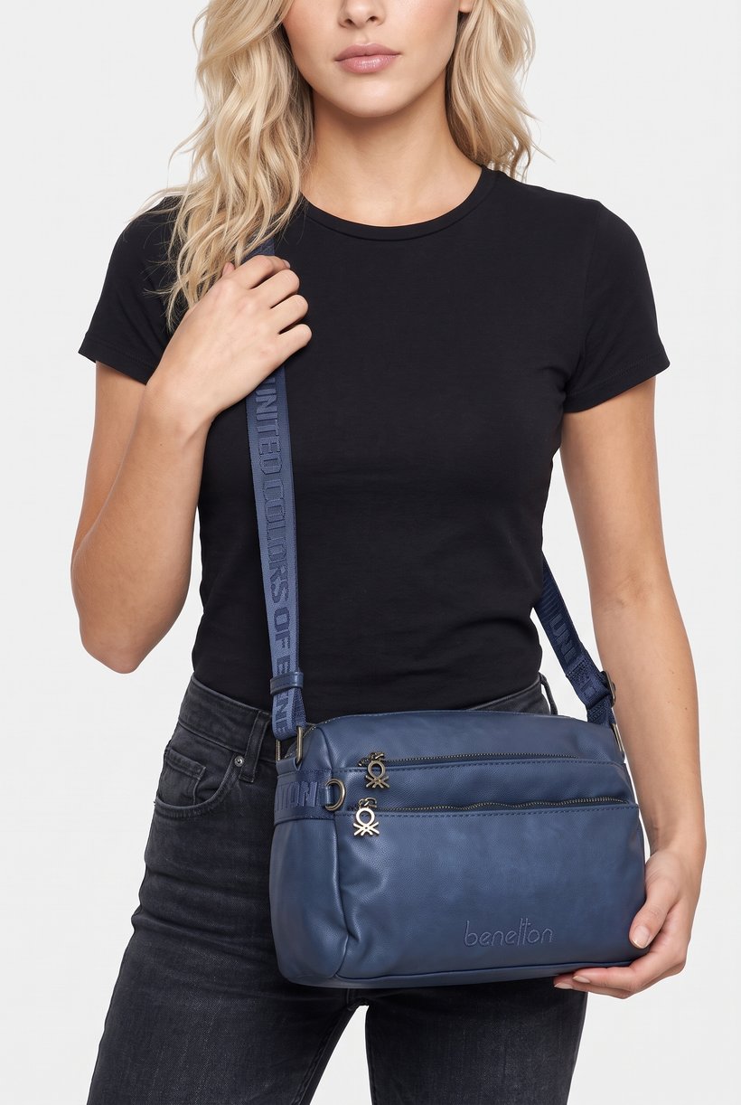 Women Brand Logo Cross Body Bag, Slate Blue