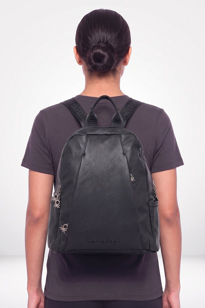 Women Brand Logo Backpack, Black