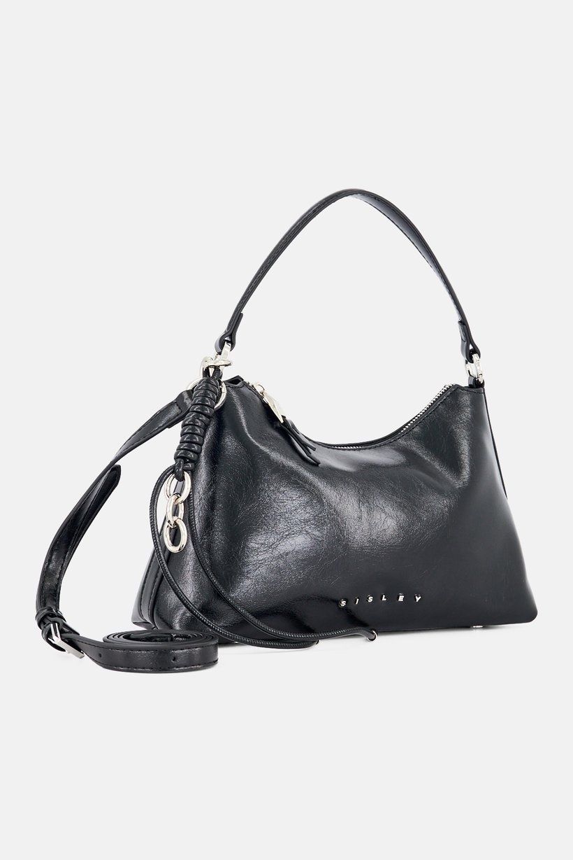 Women Brand Logo Shoulder Bag, Black