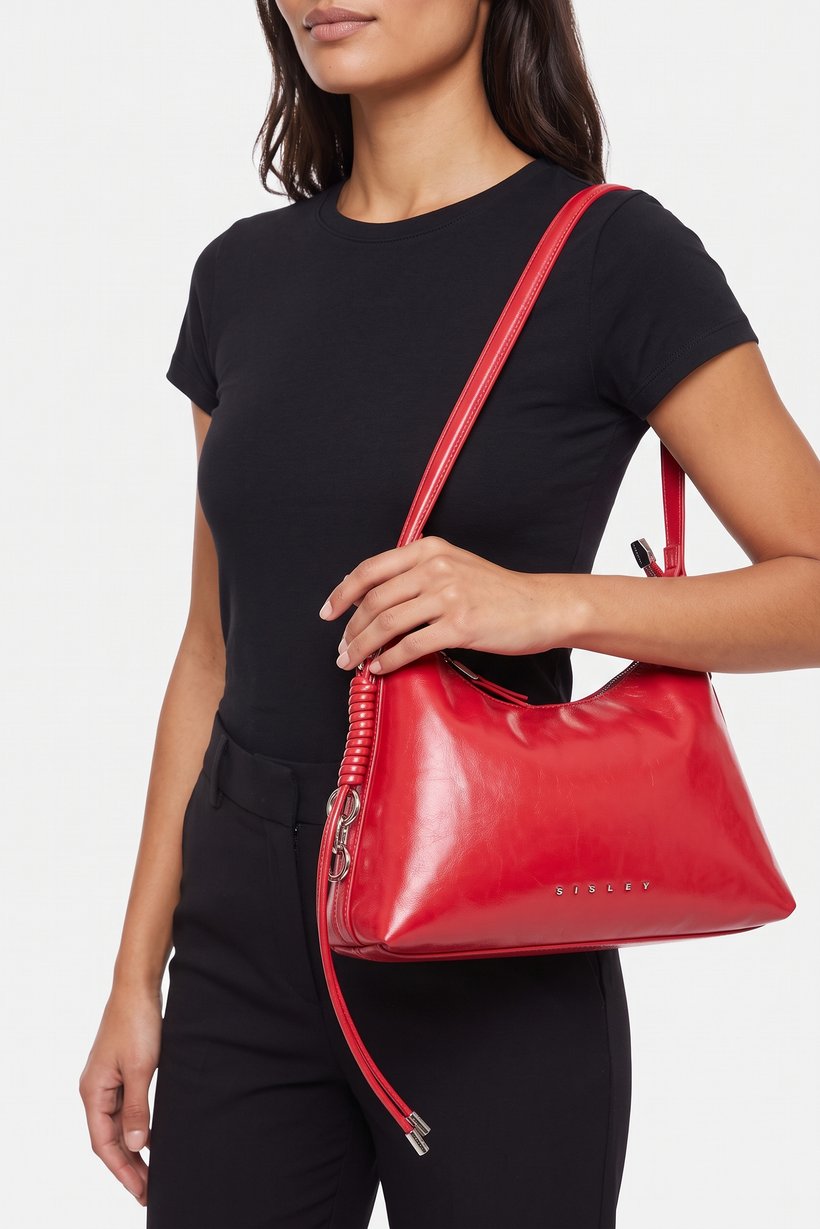 Women Brand Logo Handbag, Red