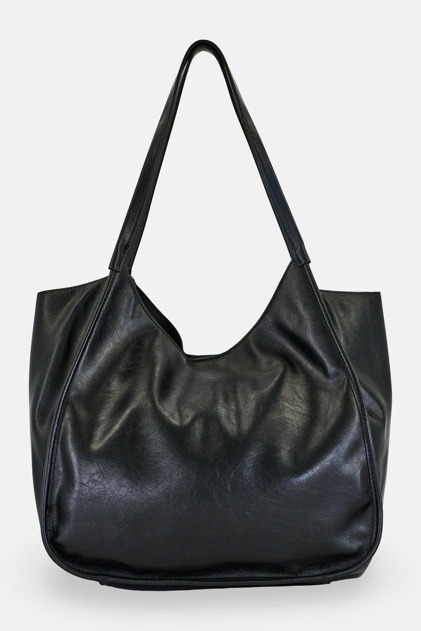 Women Brand Logo Shoulder Bag, Black