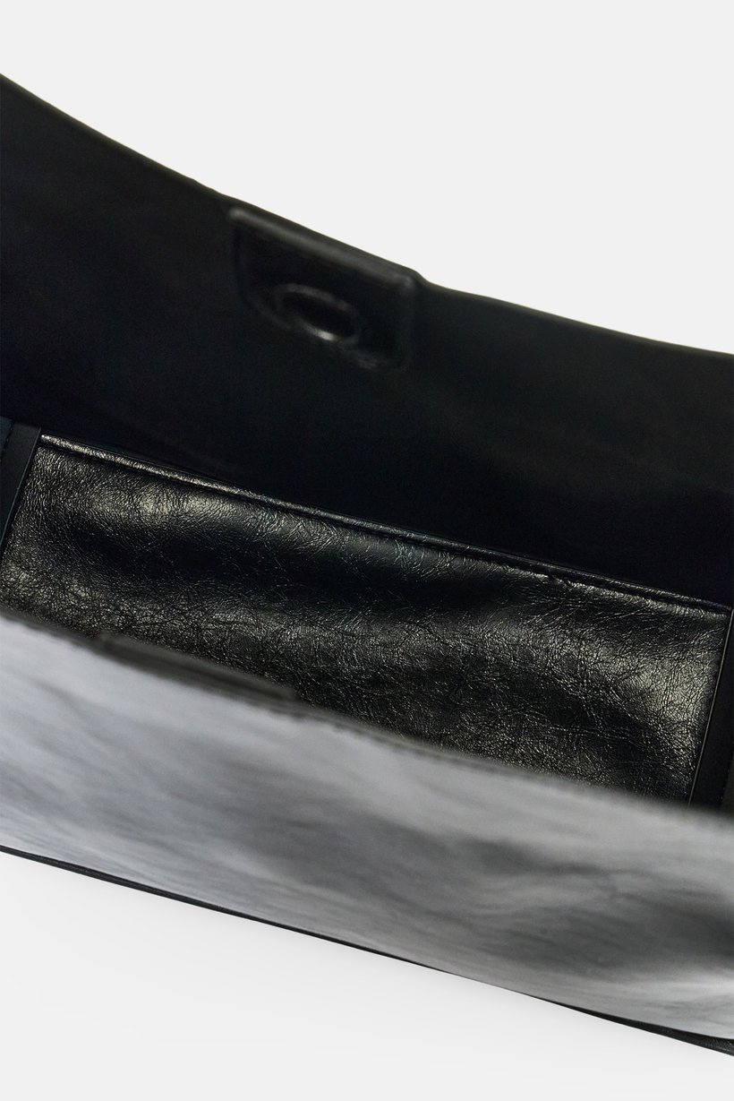 Women Brand Logo Shoulder Bag, Black