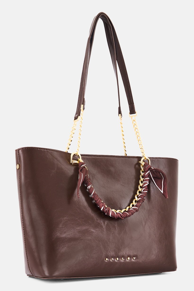 Women Brand Logo Tote Bag, Brown