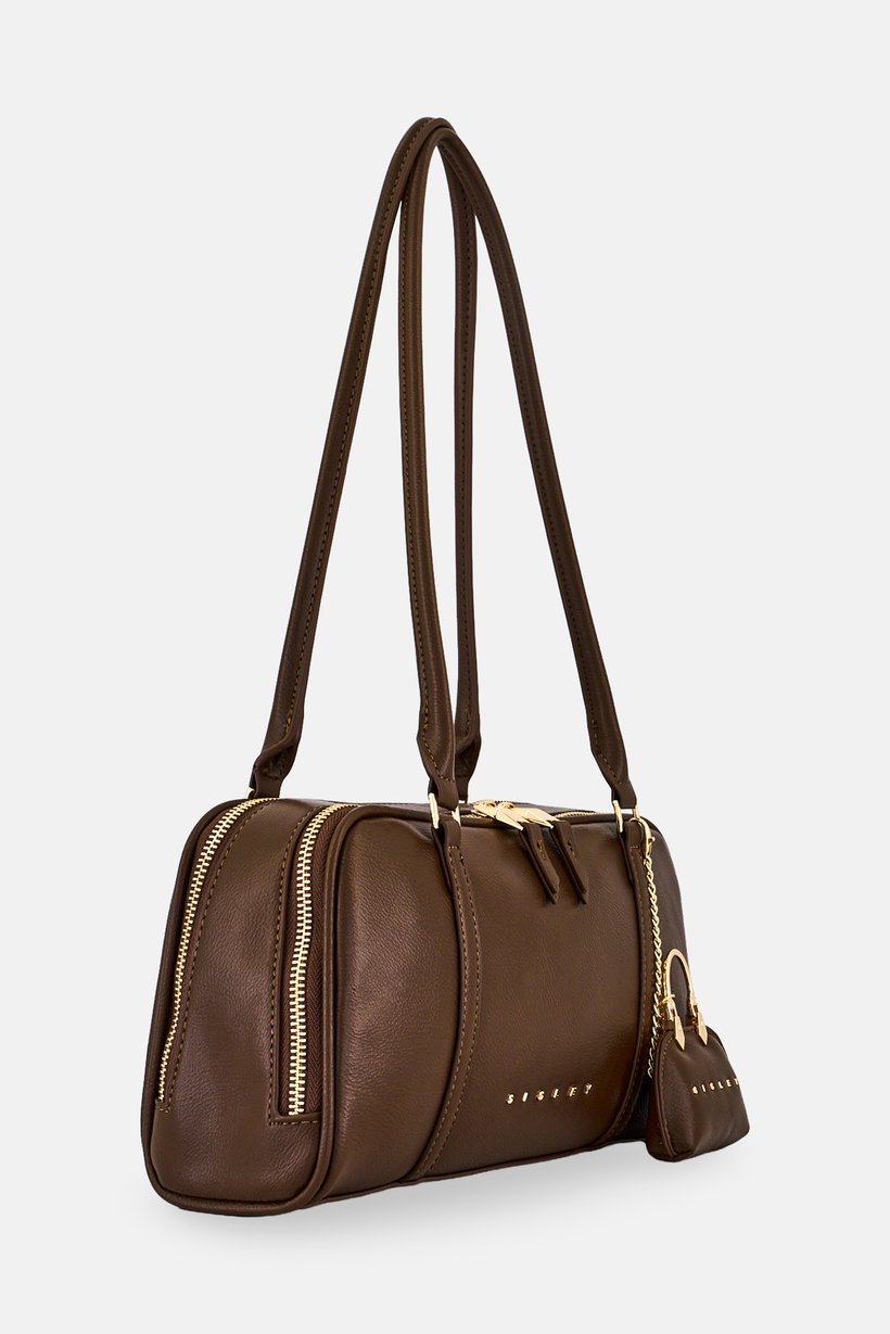 Women Brand Logo Satchel Bag, Brown