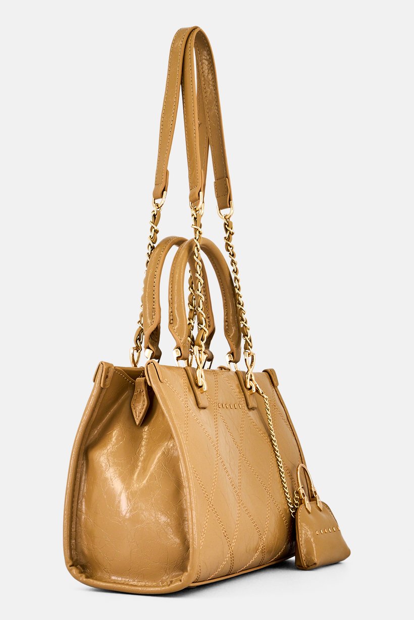 Women Quilted Satchel Bag, Tan