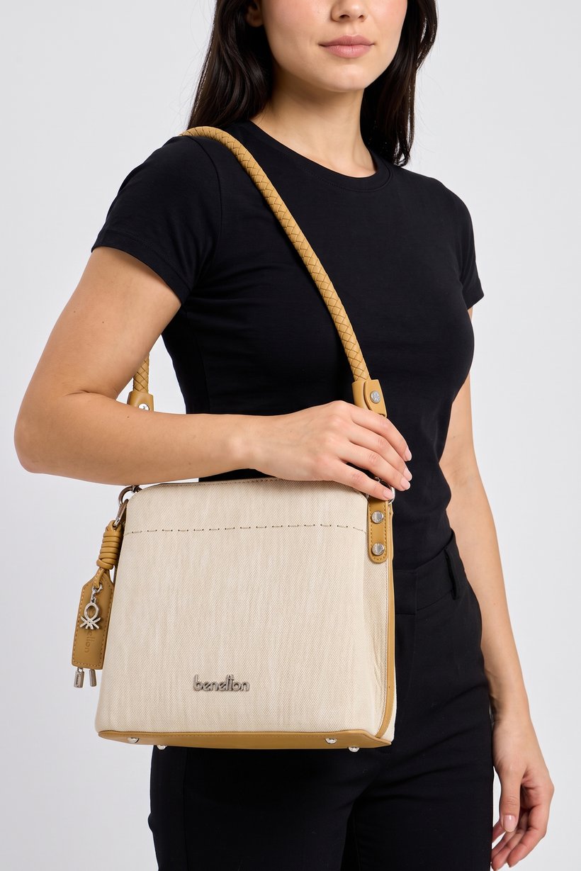Women Brand Logo Cross Body Bag, Beige