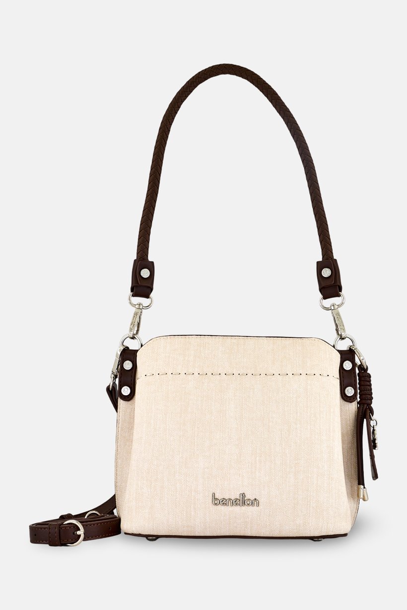 Women Brand Logo Cross Body Bag, Beige