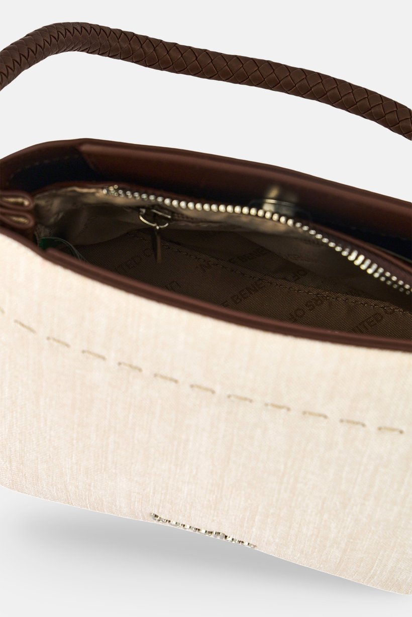 Women Brand Logo Cross Body Bag, Beige
