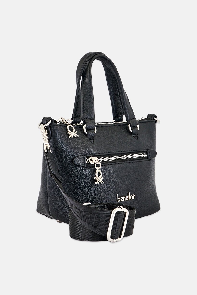 Women Brand Logo Handbag, Black