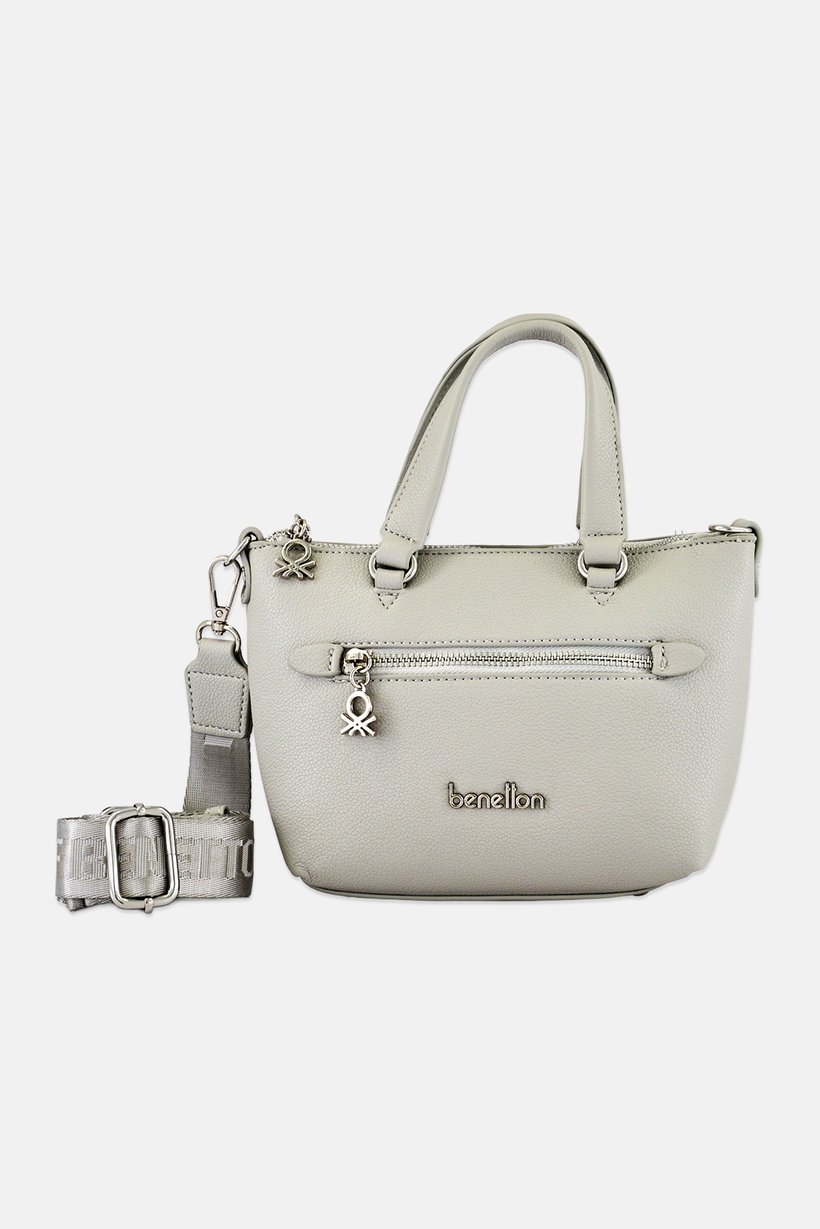 Women Brand Logo Handbag, Grey
