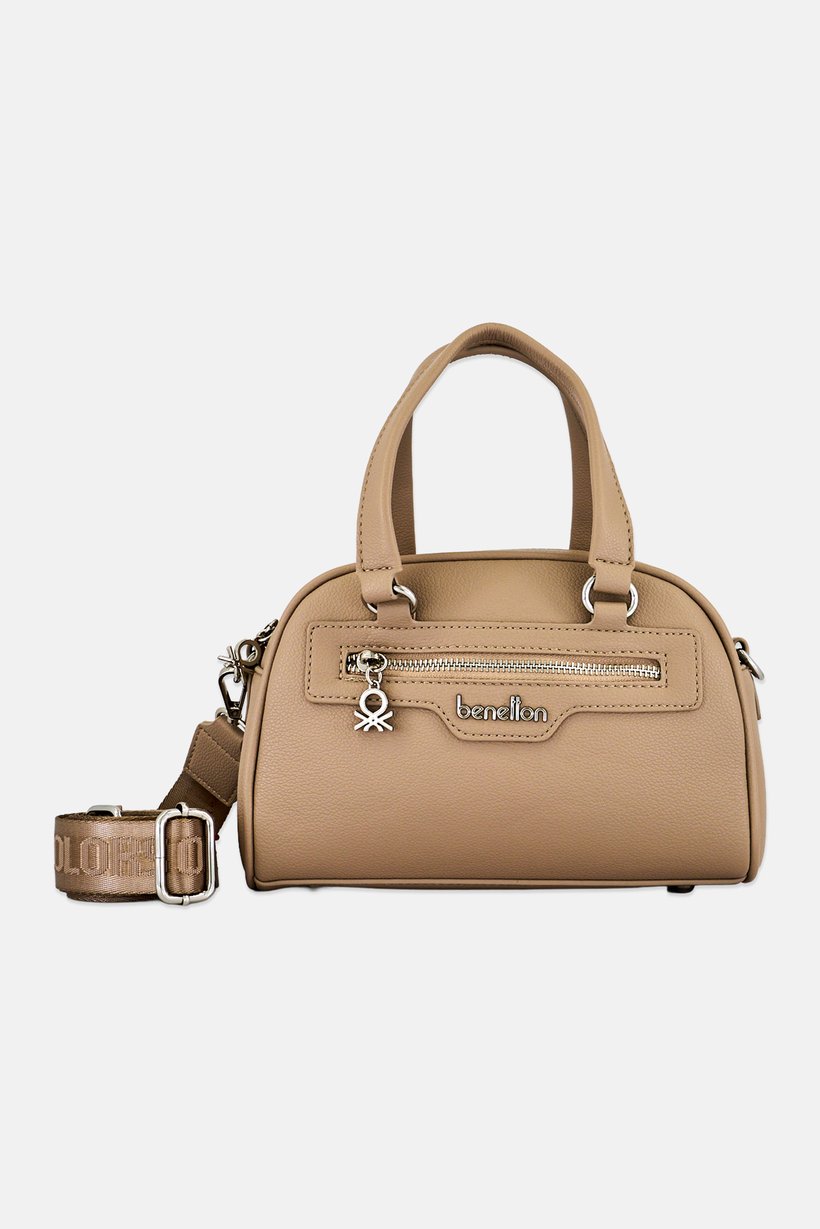 Women Brand Logo Handbag, Beige