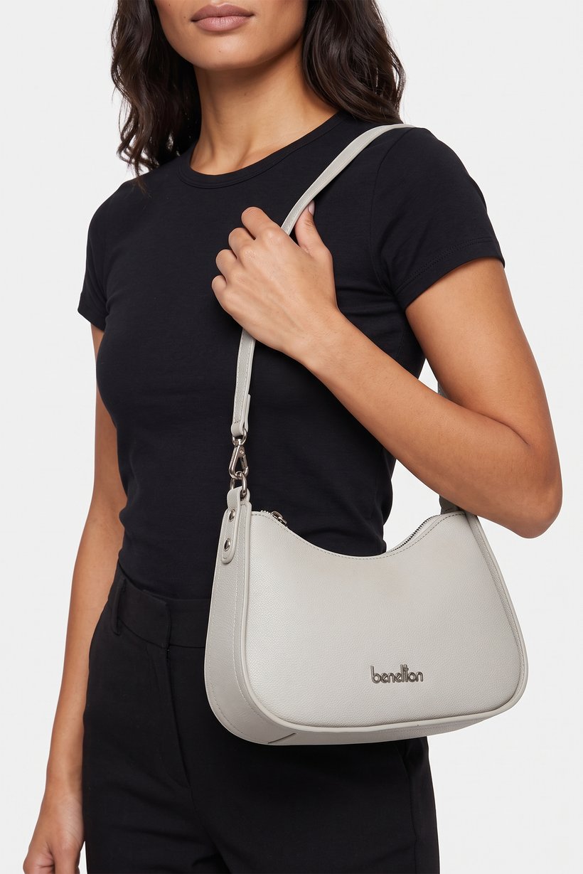 Women Brand Logo Cross Body Bag, Light Grey