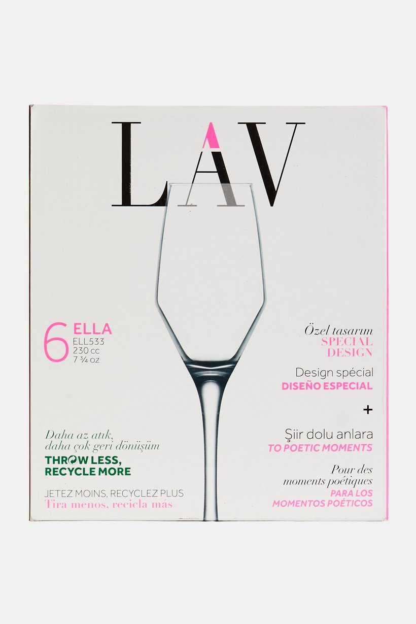 6 Pieces Ella Glass Champagne Flutes 230ml, Transparent