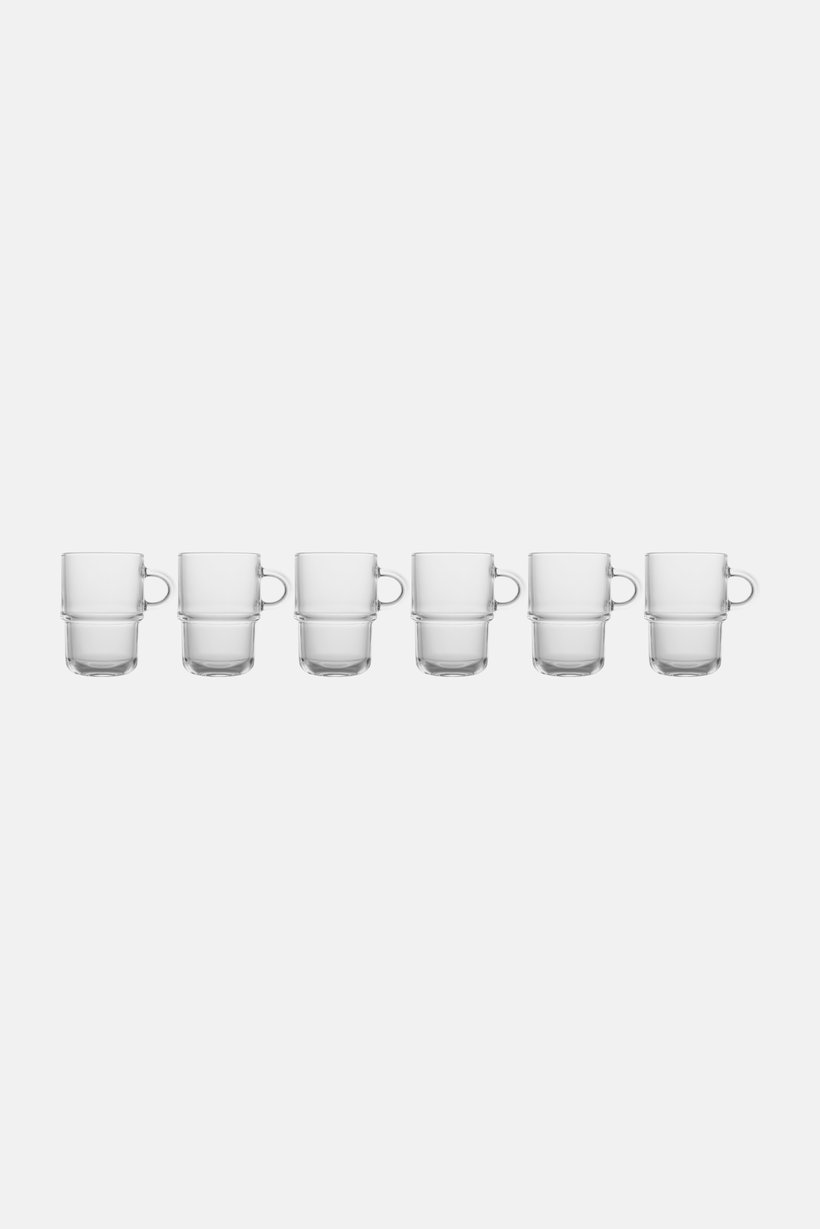 6 Pieces Cozy Stacking Glass Coffee Cups 350ml, Transparent