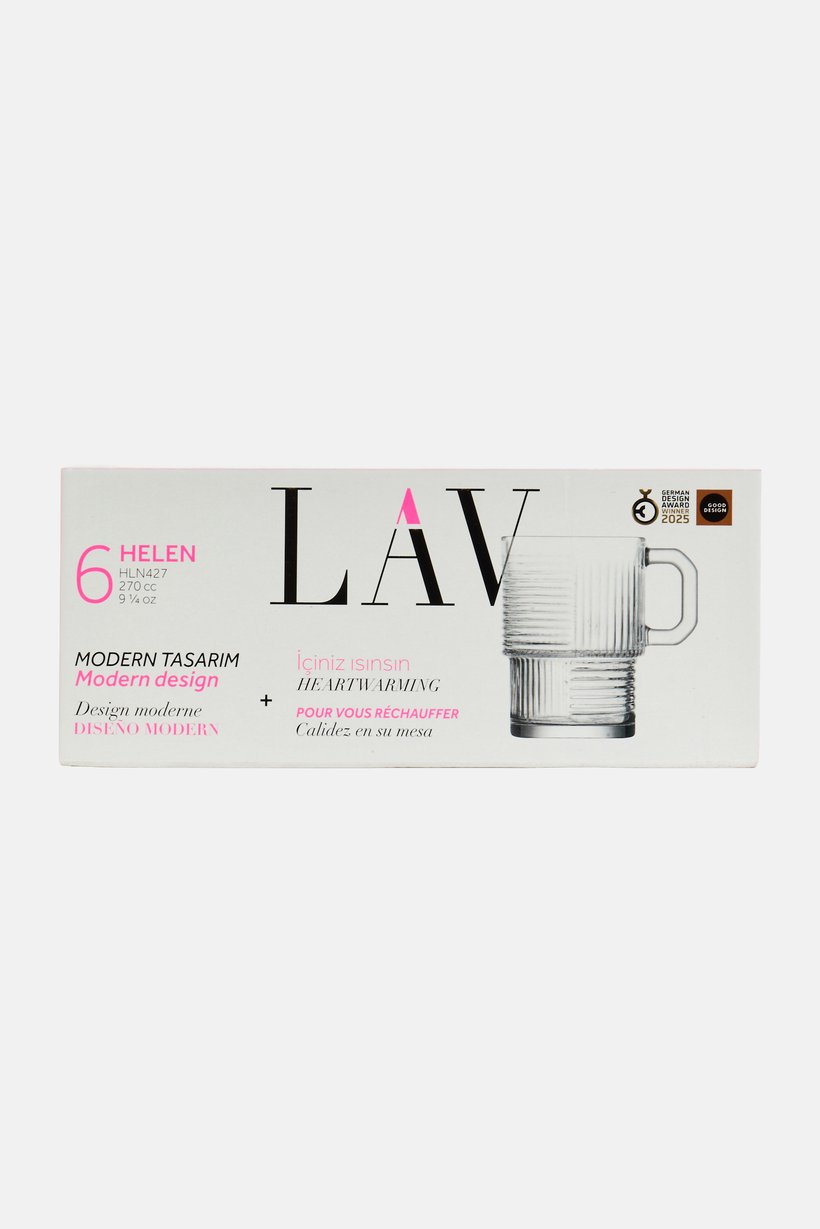 6 Pieces Transparent Glass Coffee Cup 270 ml
