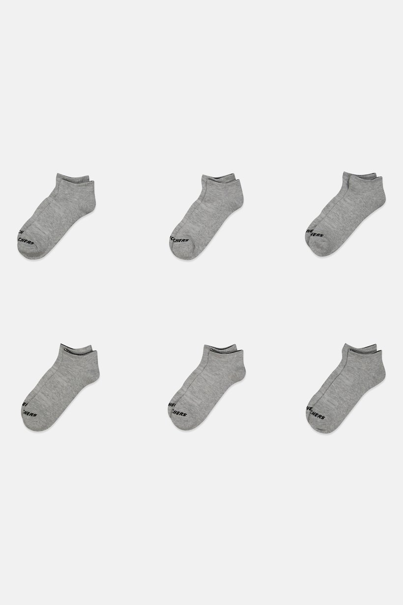 Men 6 Pairs Brand Logo No Show Socks, Light Grey
