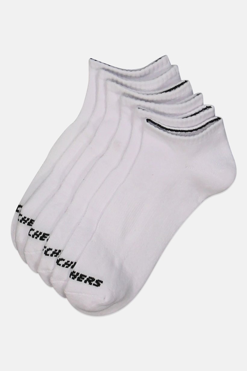 Women 6 Pairs Brand Logo Premium Ankle Socks, White