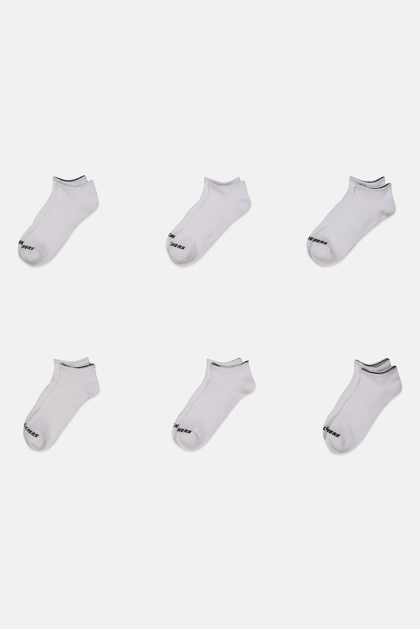 Women 6 Pairs Brand Logo Premium Ankle Socks, White