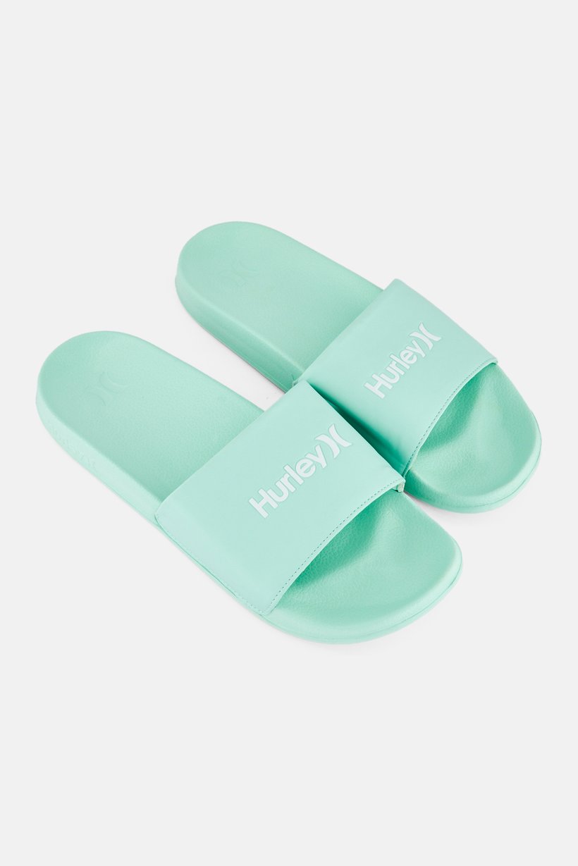 Men Brand Logo Slip On Slides, Mint Green