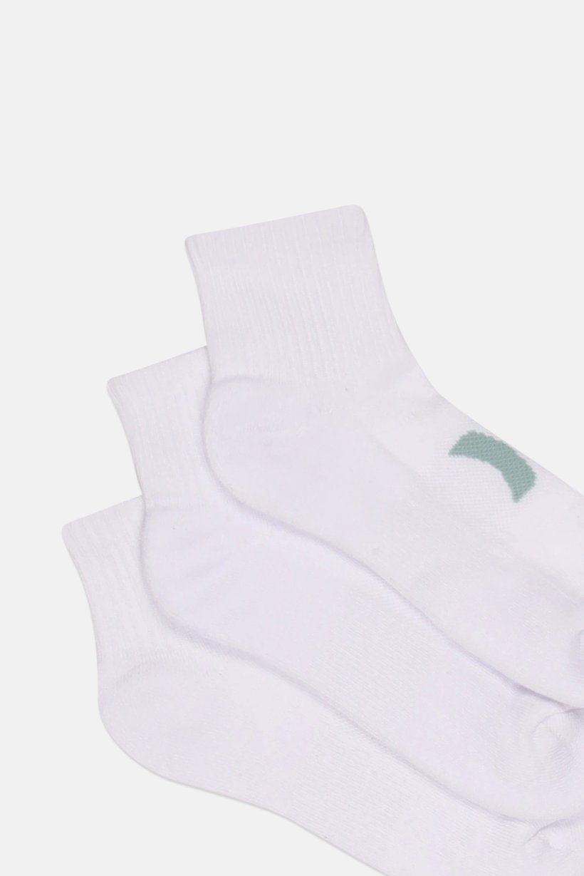 Women 6 Pairs Brand Logo Crew Socks, White