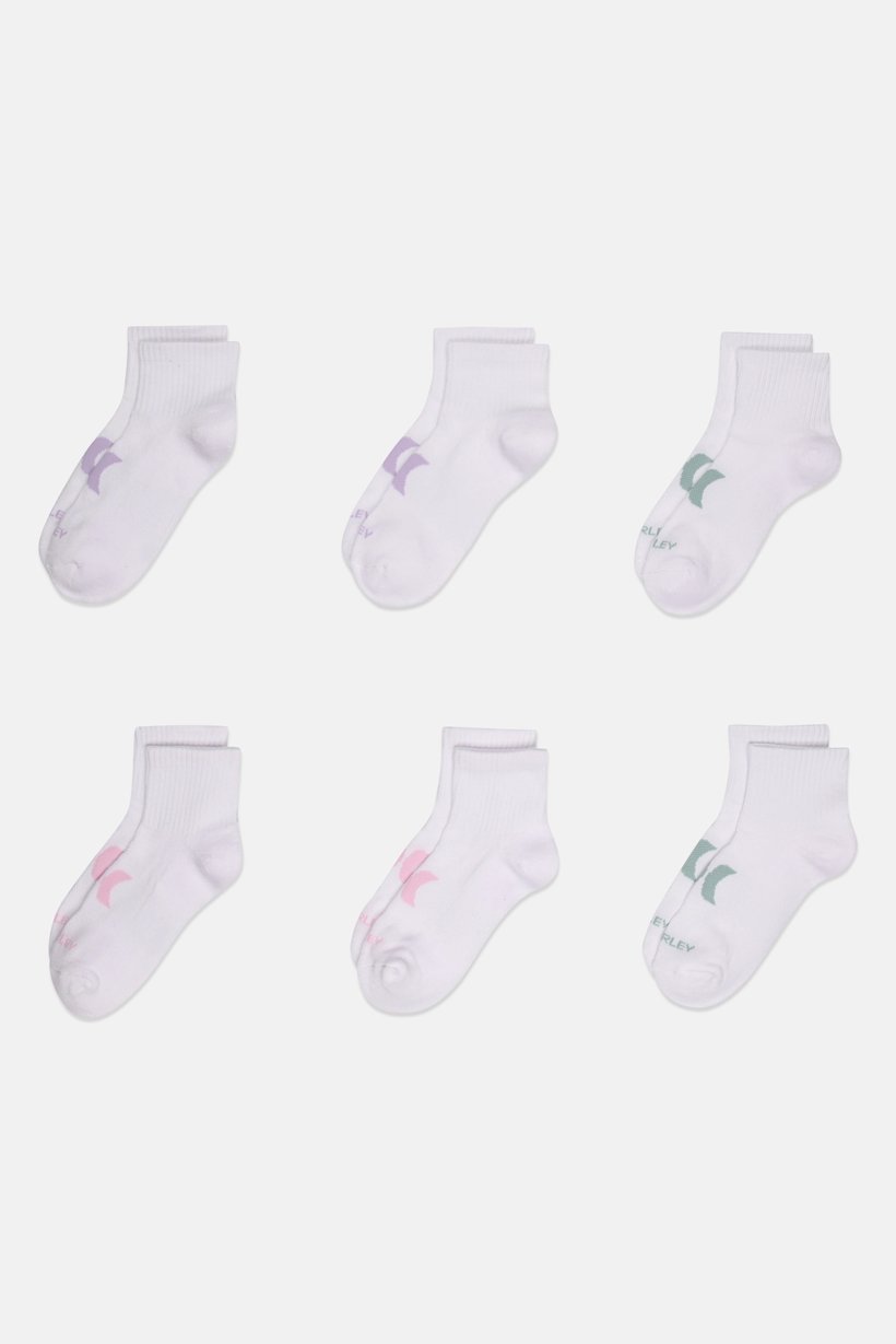Women 6 Pairs Brand Logo Crew Socks, White