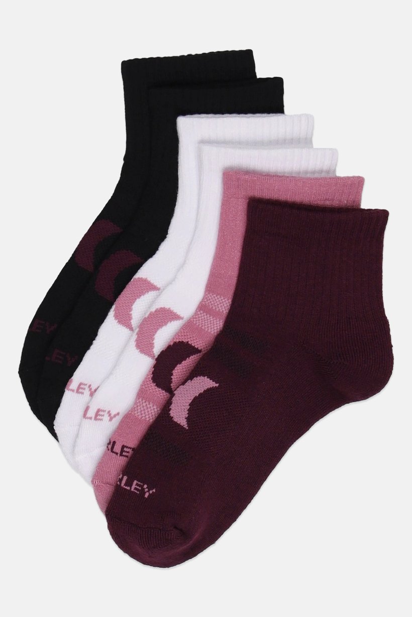 Women 6 Pairs Brand Logo Quarter Crew Socks, Multicolor